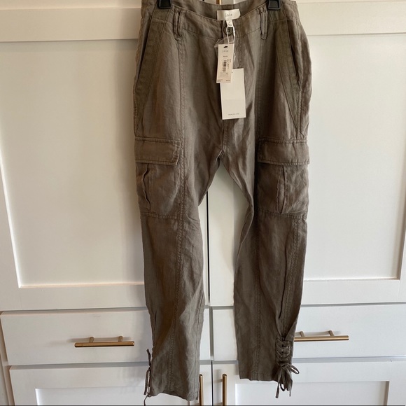 Joie Telutci Cropped Linen Cargo Pants army green - Picture 5 of 8